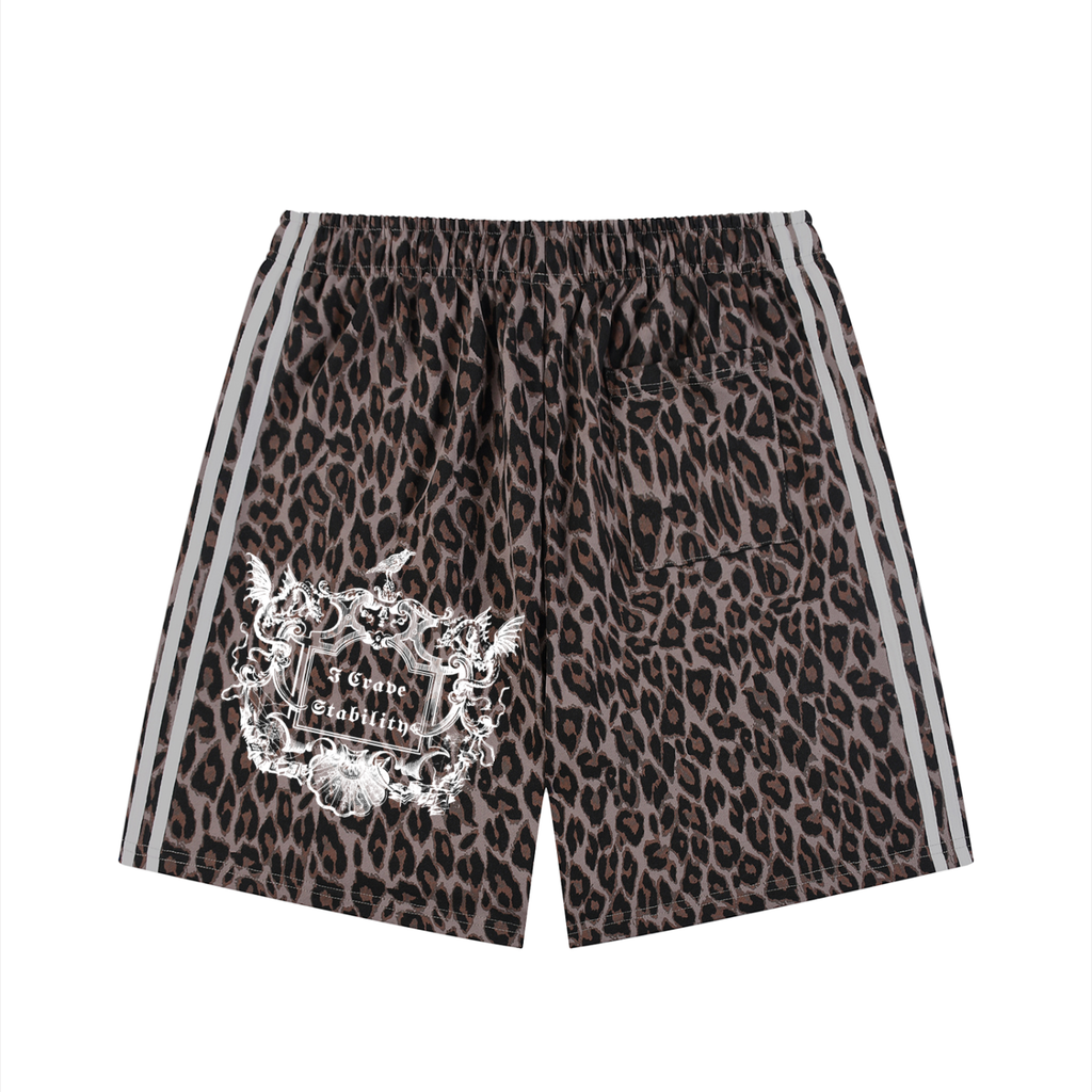 Unisex Heavyweight Leopard Drawstring Shorts