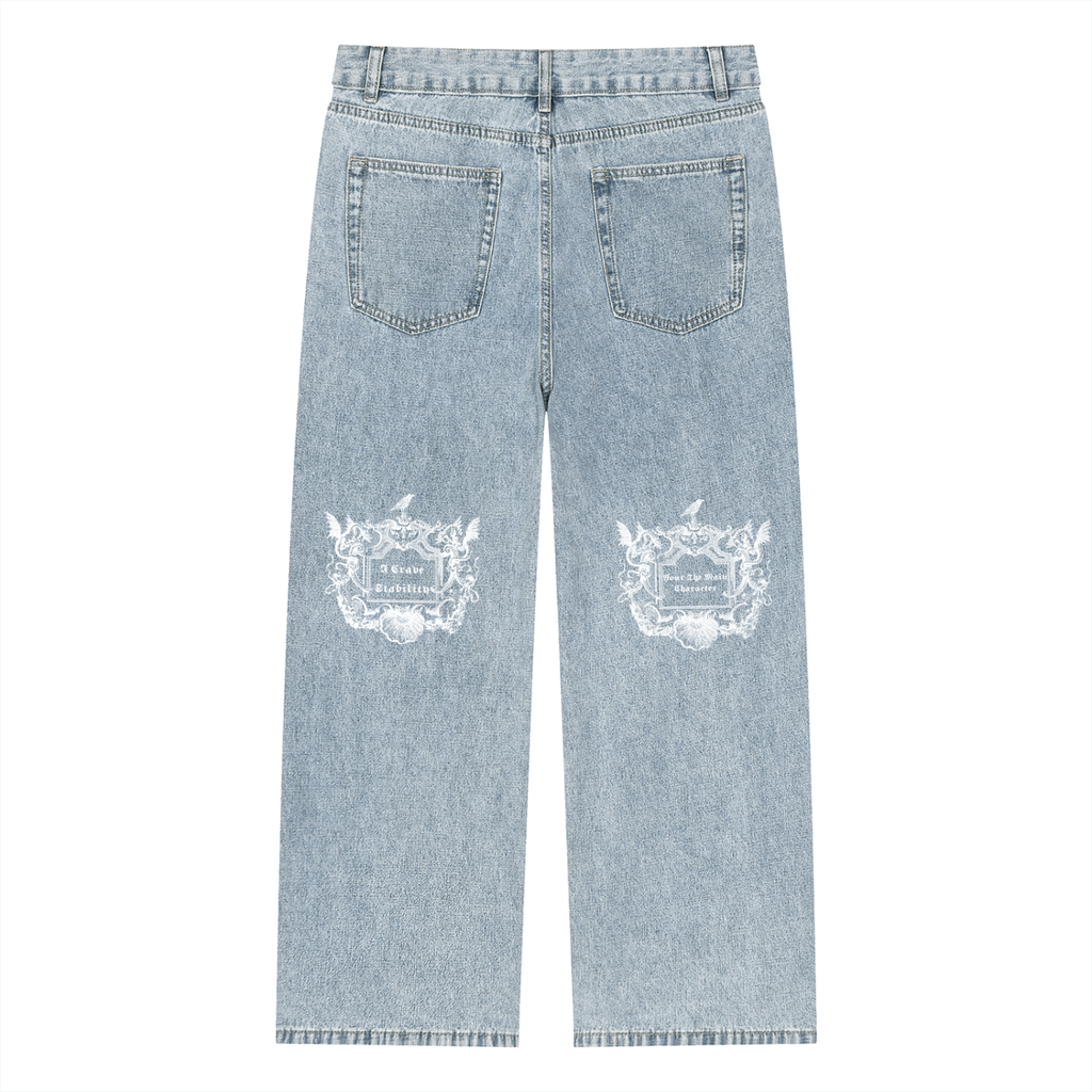 Unisex Vintage Wash Straight Leg Jeans