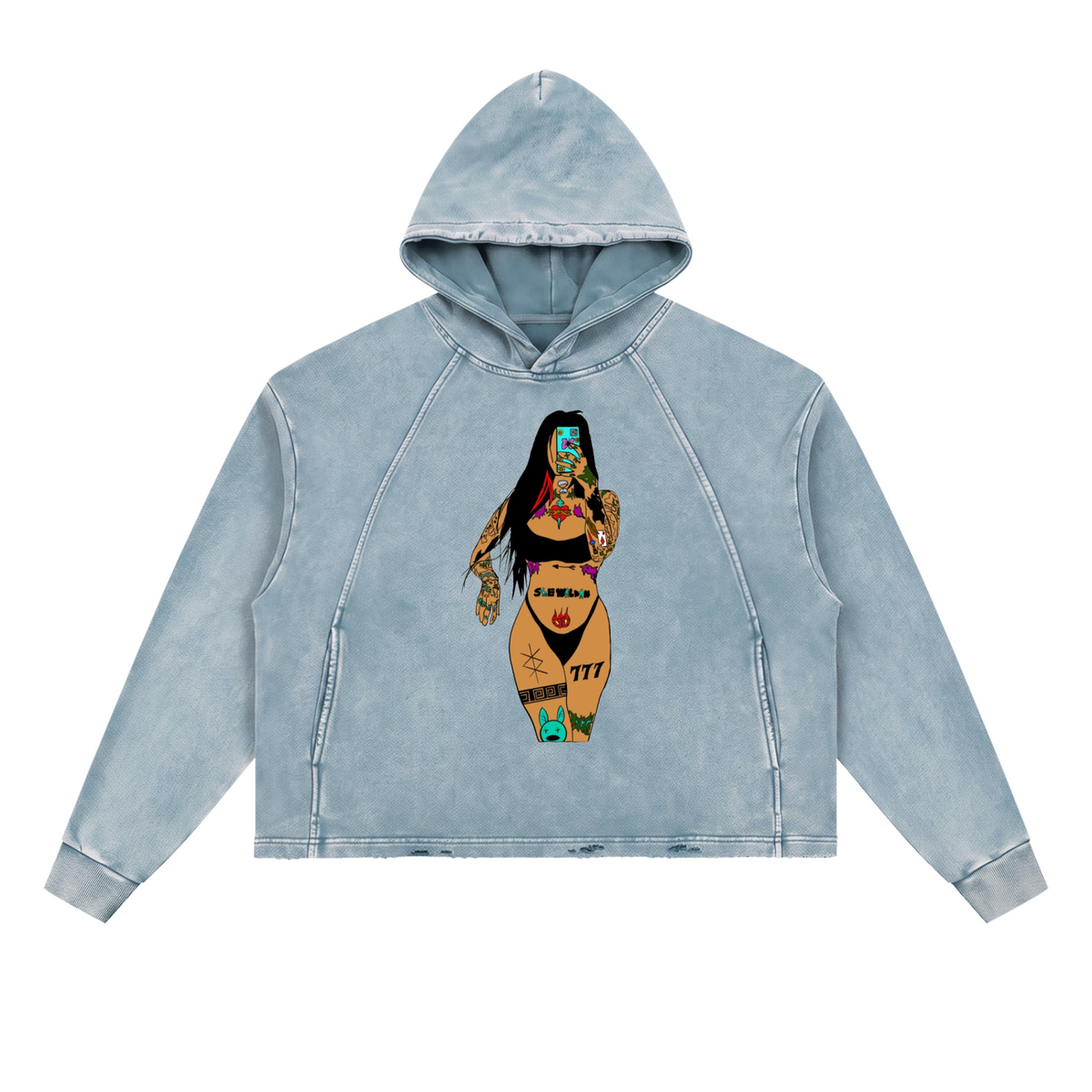 Vintage Washed Frayed-Hem Hoodie