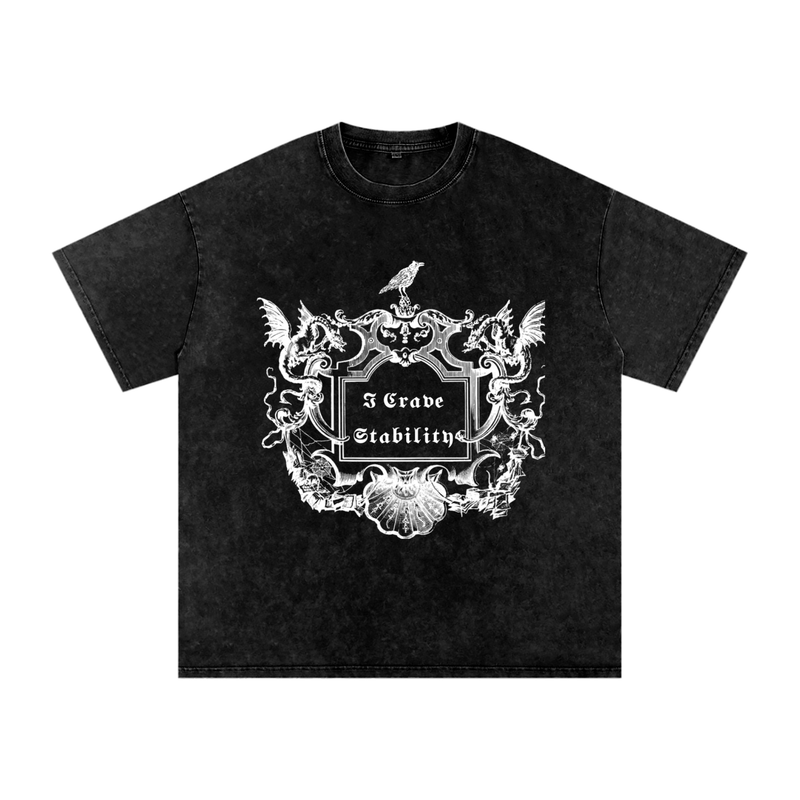 WE WILDIN Snow Washed Tee — Black