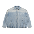 Unisex Vintage Wash Full-Zip Denim Jacket