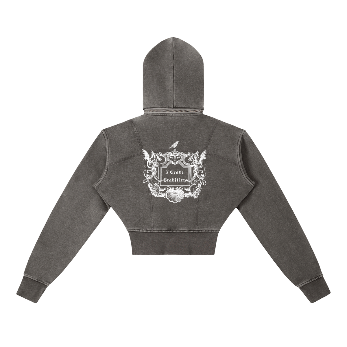 Vintage Washed Cropped Fleece Hoodie