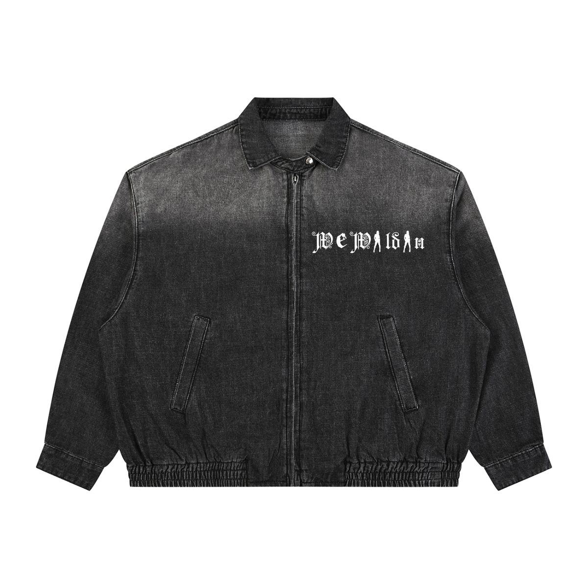 Unisex Vintage Wash Full-Zip Denim Jacket