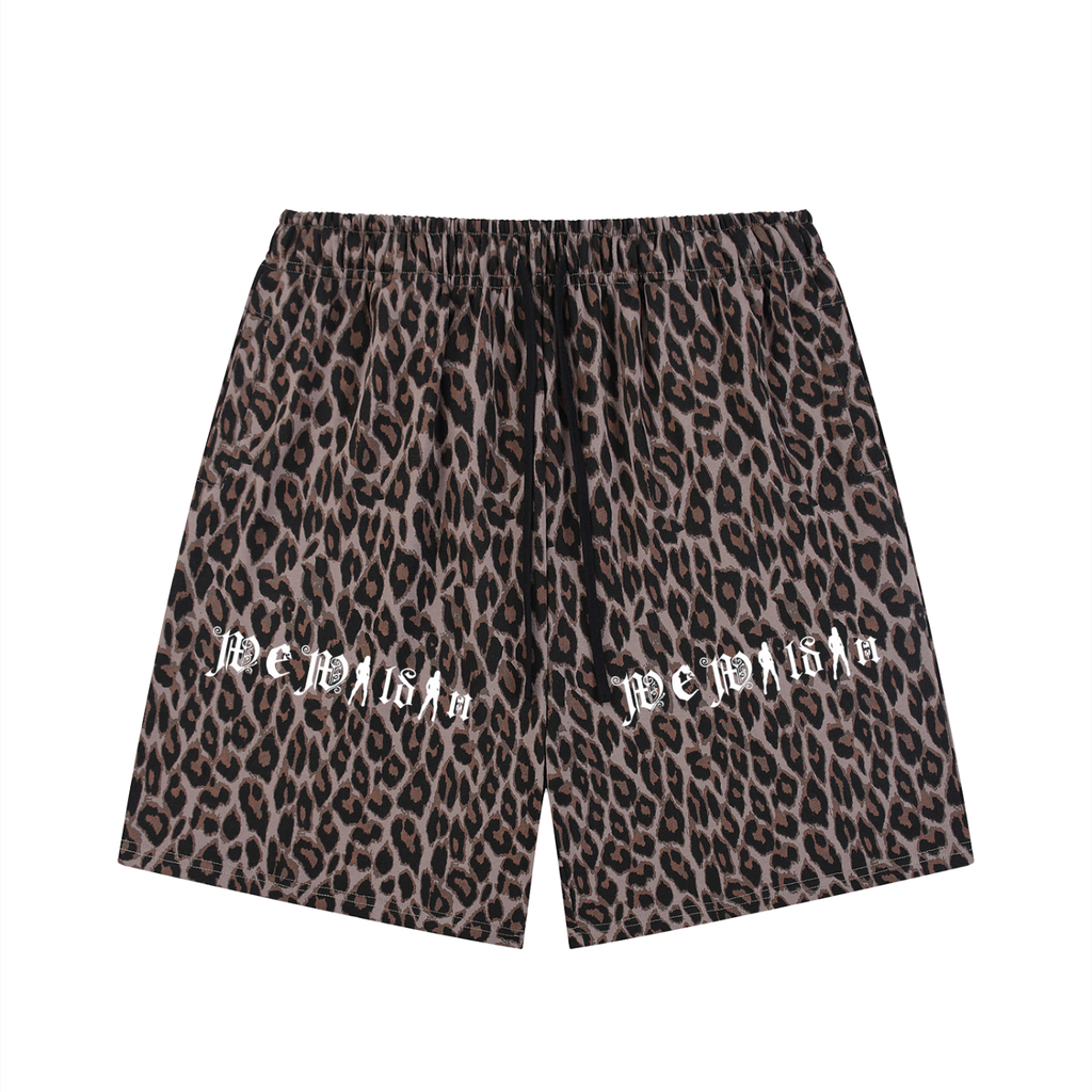 Unisex Heavyweight Leopard Drawstring Shorts