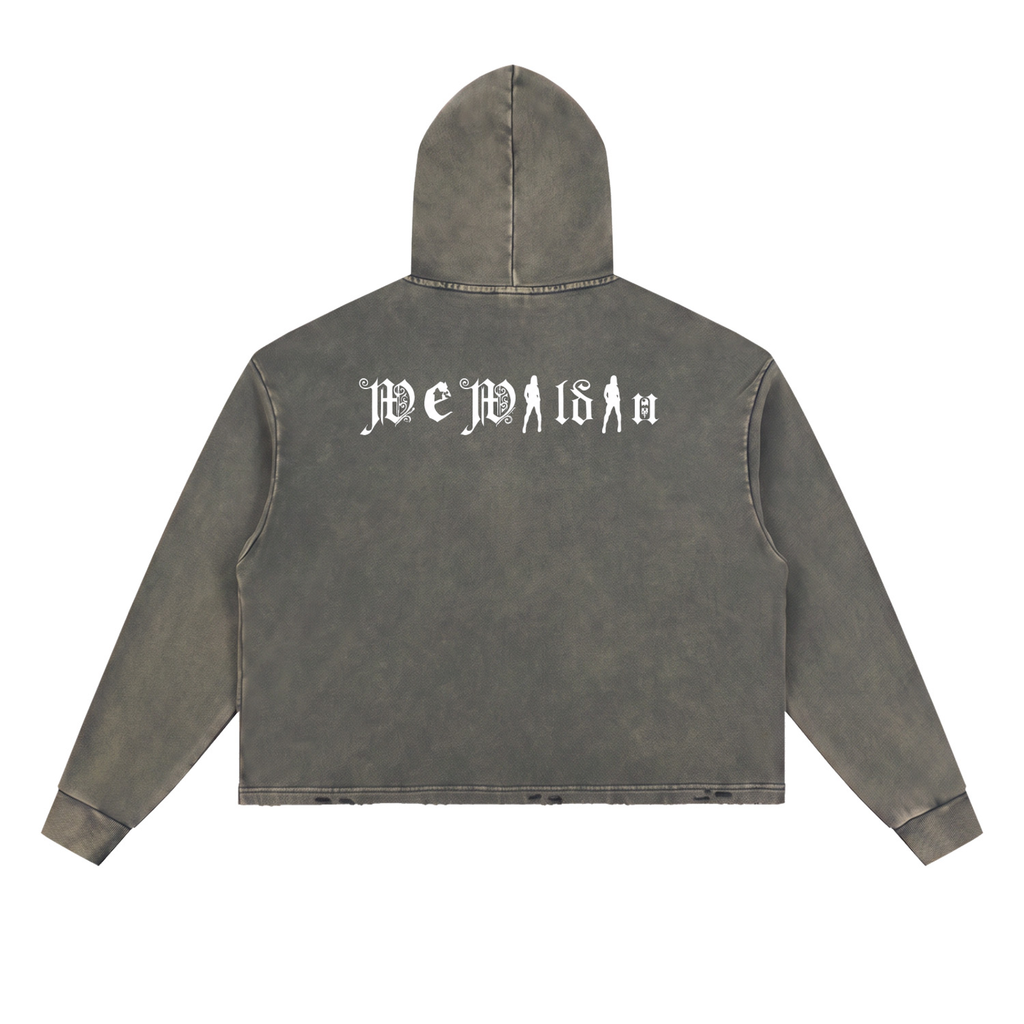 Vintage Washed Frayed-Hem Hoodie
