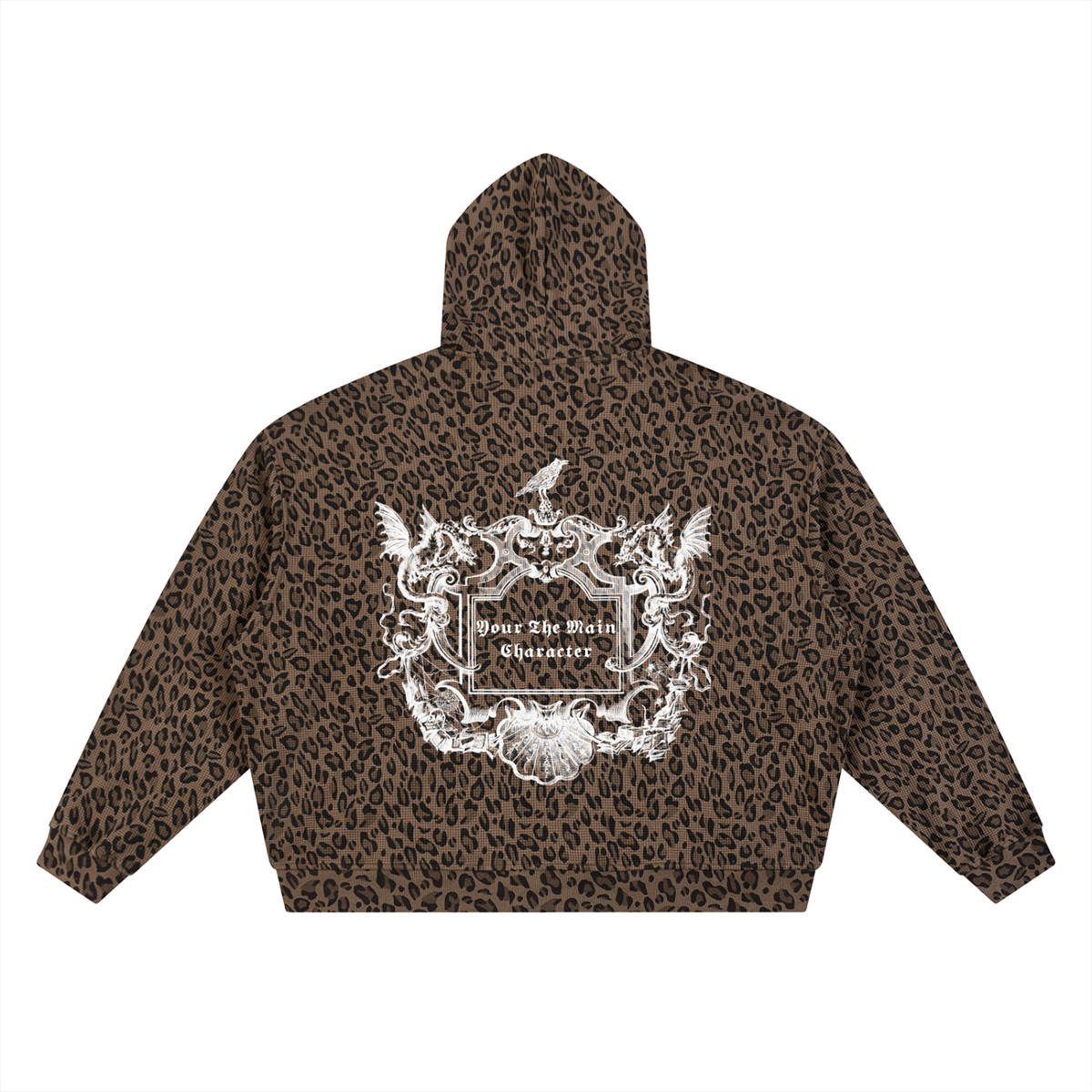 Unisex Leopard Print Waffle Full Zip Hoodie