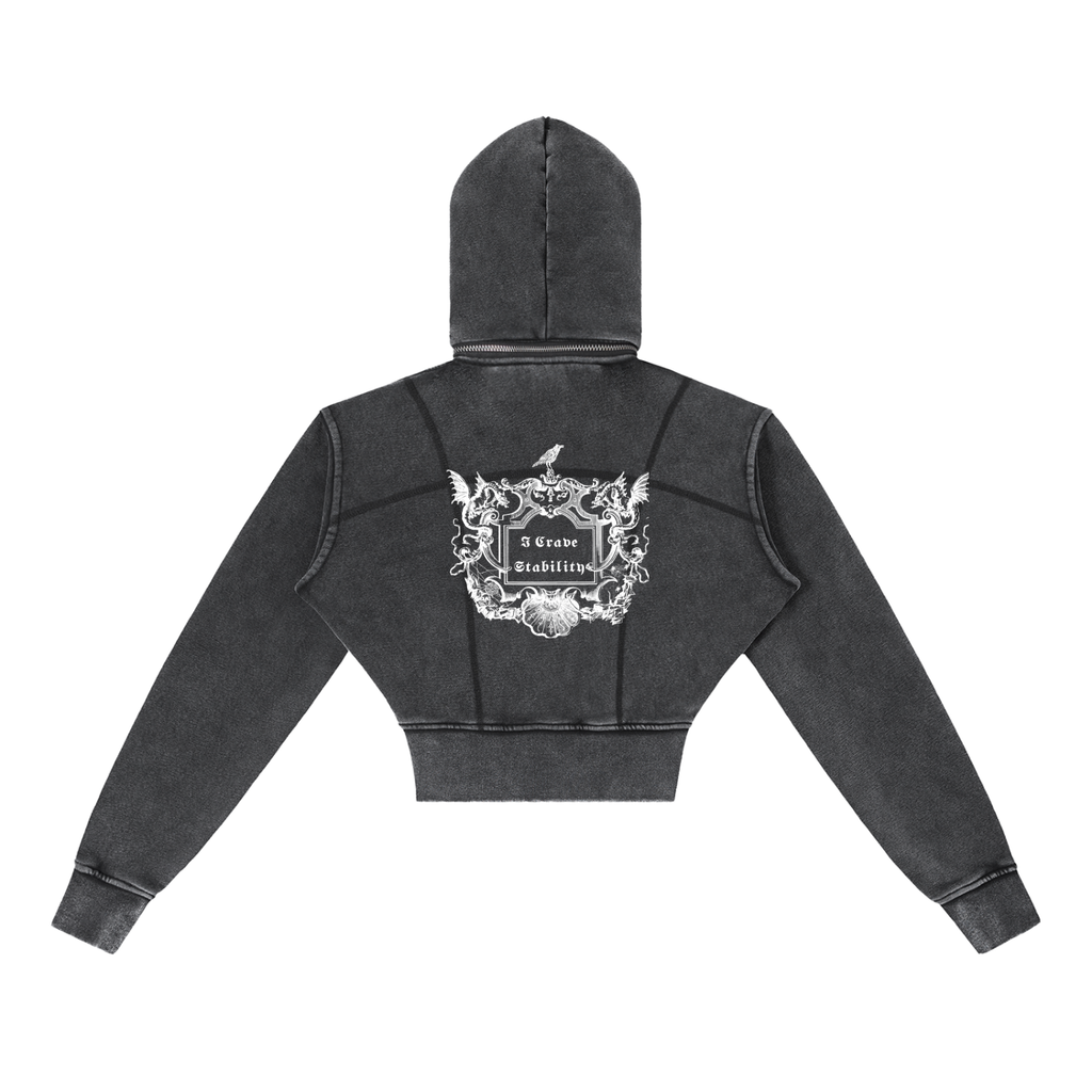 Vintage Washed Cropped Fleece Hoodie