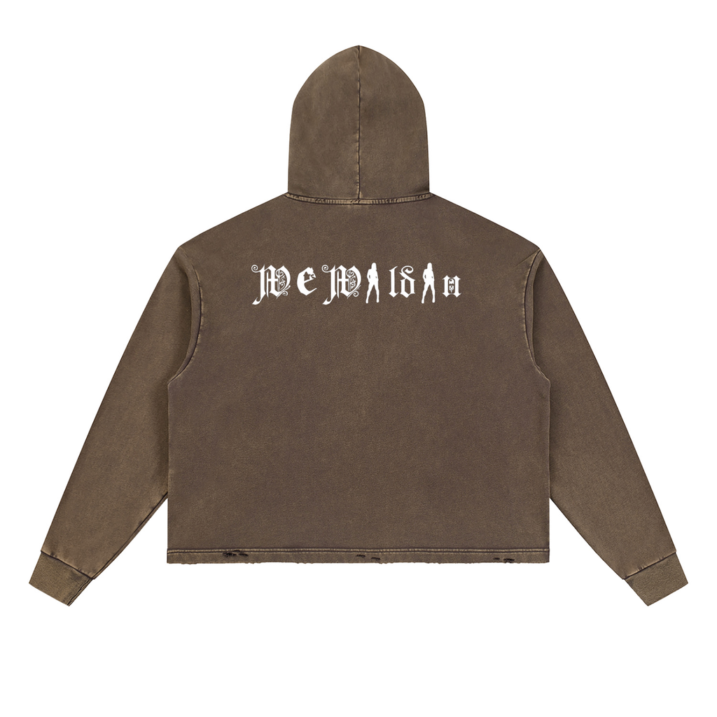 Vintage Washed Frayed-Hem Hoodie