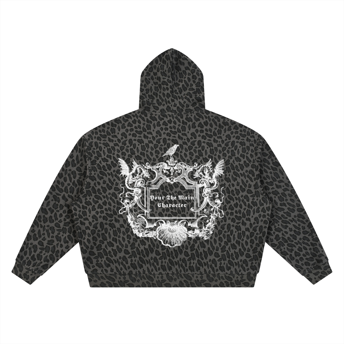 Unisex Leopard Print Waffle Full Zip Hoodie