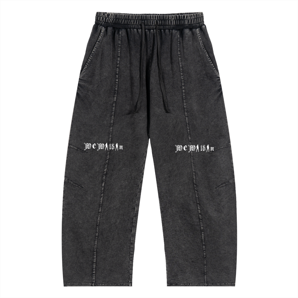 Snow Wash Drawstring Cotton Pants