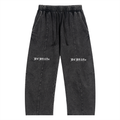 Snow Wash Drawstring Cotton Pants