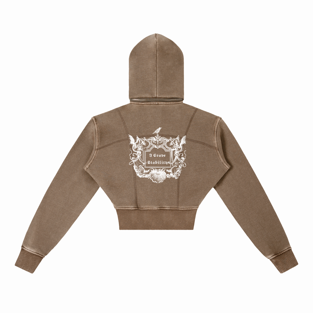 Vintage Washed Cropped Fleece Hoodie