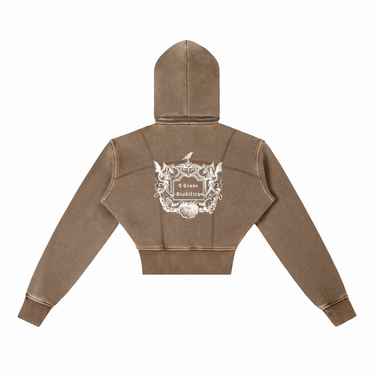 Vintage Washed Cropped Fleece Hoodie