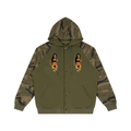 Unisex Camo-Splice Raglan Zip Hoodie