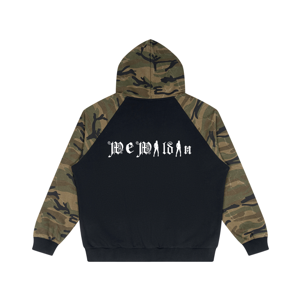 Unisex Camo-Splice Raglan Zip Hoodie