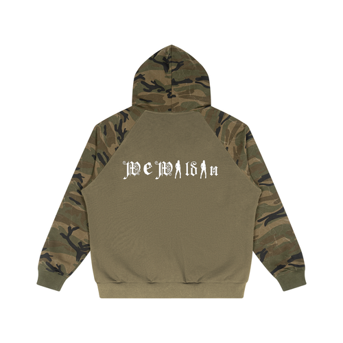 Unisex Camo-Splice Raglan Zip Hoodie